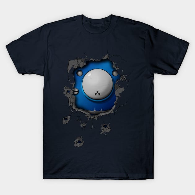 Bullet-riddled wall - Tachikoma T-Shirt by heavyplasma